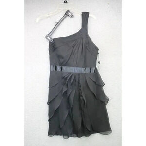Adrianna Papell Tiered Chiffon Dress-One Shoulder-Size 8-New w/o Tags-Black
